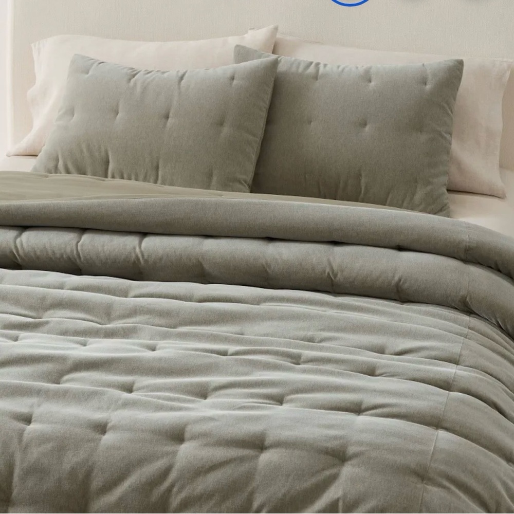 West Elm Luster Velvet Tack Stitch Quilt